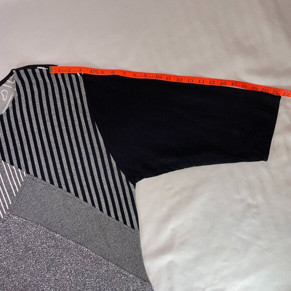 Dairi Morocco Artsy Top OS Knit Patchwork Black White 3/4 Sleeves Natural Fibers - Picture 7 of 10